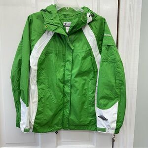 Columbia‎ Omni-tech waterproof breathable hooded rain jacket coat women's small.
